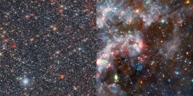 MIRI and NIRCam images of the galaxy NGC 6822