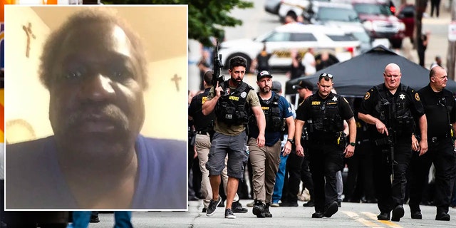 Bill Hardison inset selfie over SWAT team