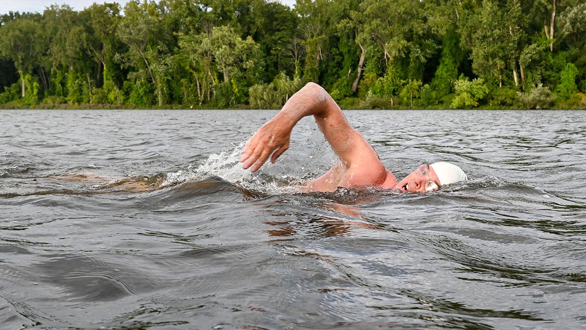 man swimming