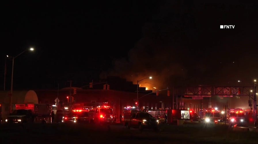 Overnight video shows flames shooting out of massive NYC warehouse fire