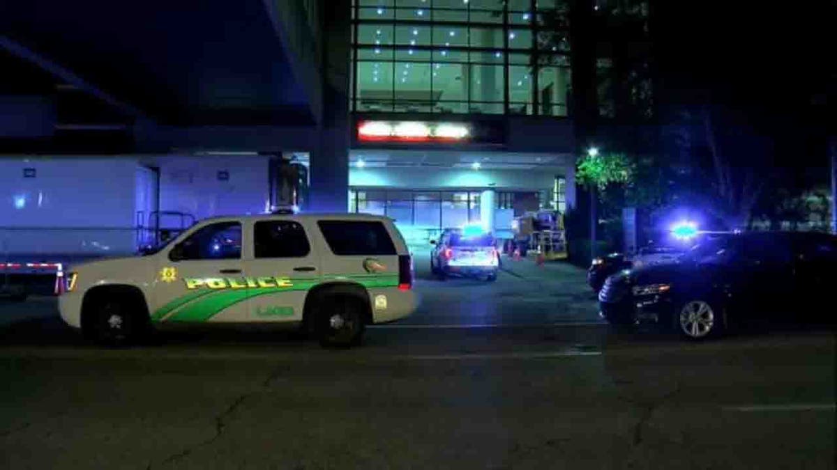 police cars outside hospital