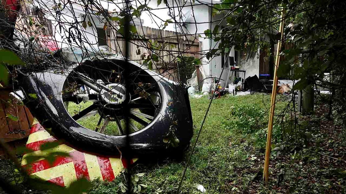 helicopter wreck in backyard