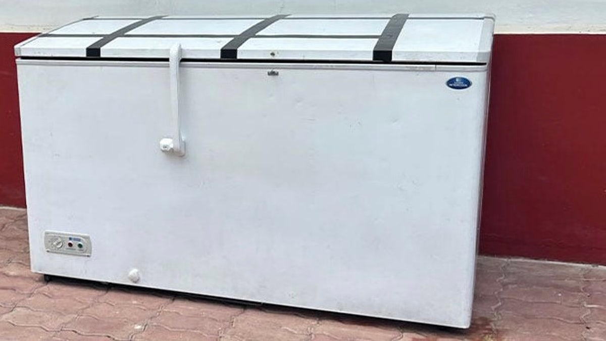 Freezer sits on the floor