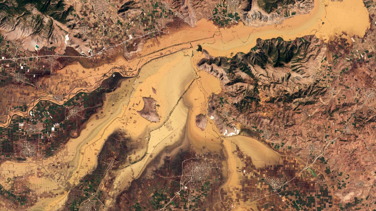 Greece flooding areas via satellite