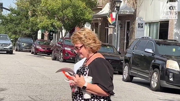 Rebecca "Becky" Hill walks into Colleton County Courthouse