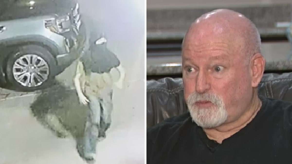 A split image of one of the alleged home invaders and John speaking with FOX 10