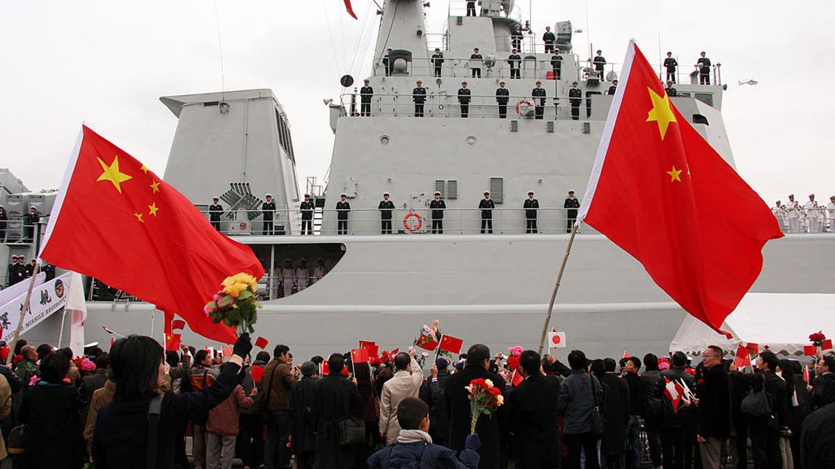 Shenzen missile destroyer docked at port in Tokyo