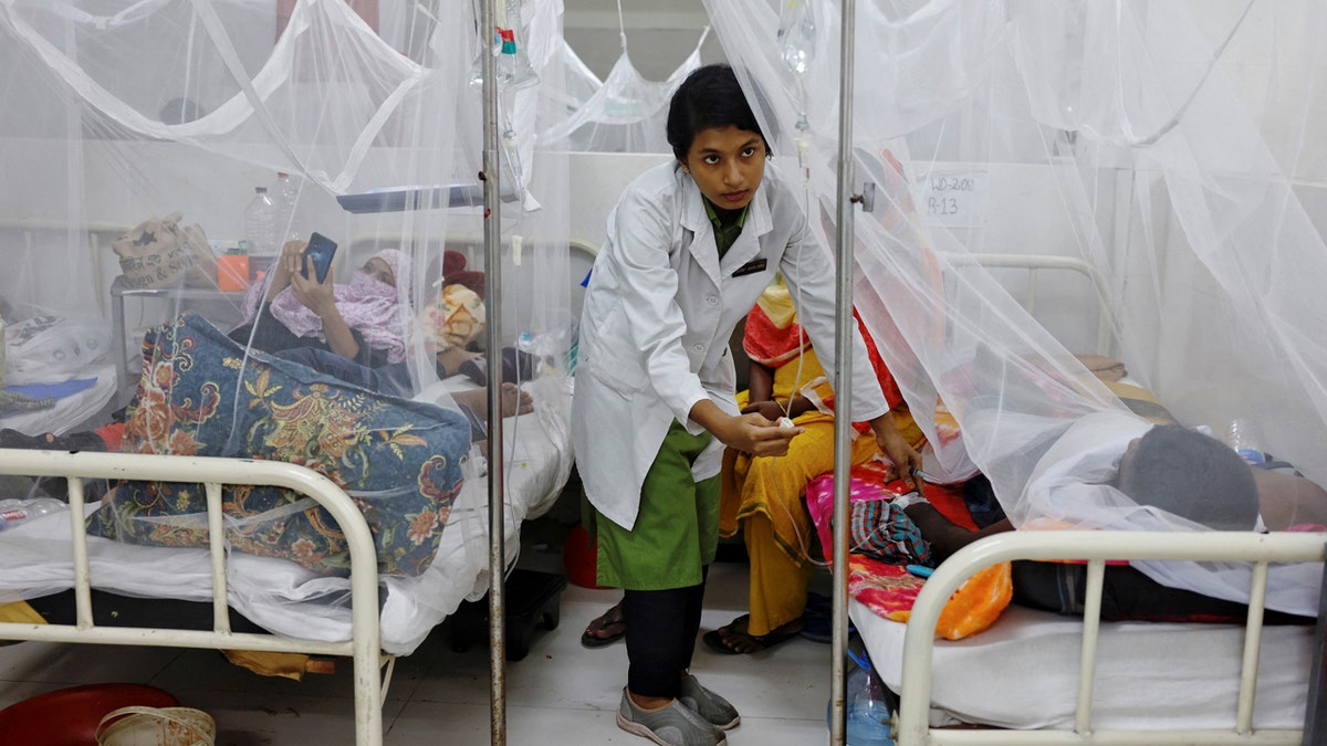 A nurse administers treatment
