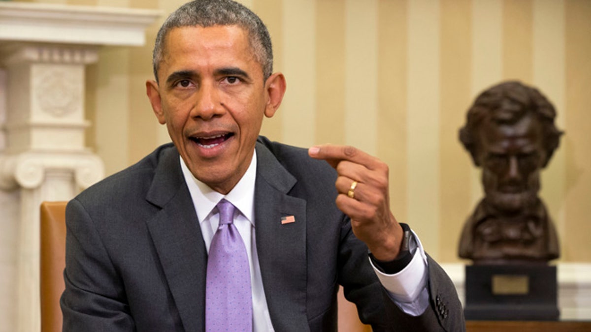 March 3, 2015: President Barack Obama speaks about Iran and Israeli Prime Minister Benjamin Netanyahu's speech to Congress during a meeting with Defense Secretary Ash Carter in the Oval Office of the White House in Washington.