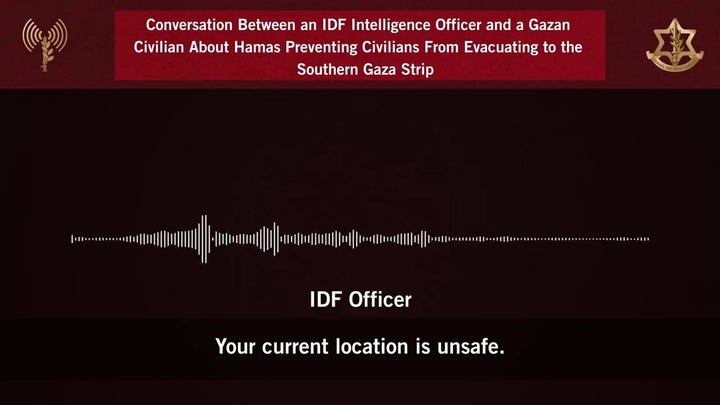 IDF releases audio of conversation alleging Hamas won't let residents flee