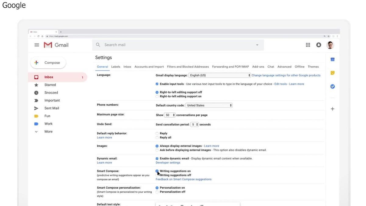 Screenshot of Gmail.