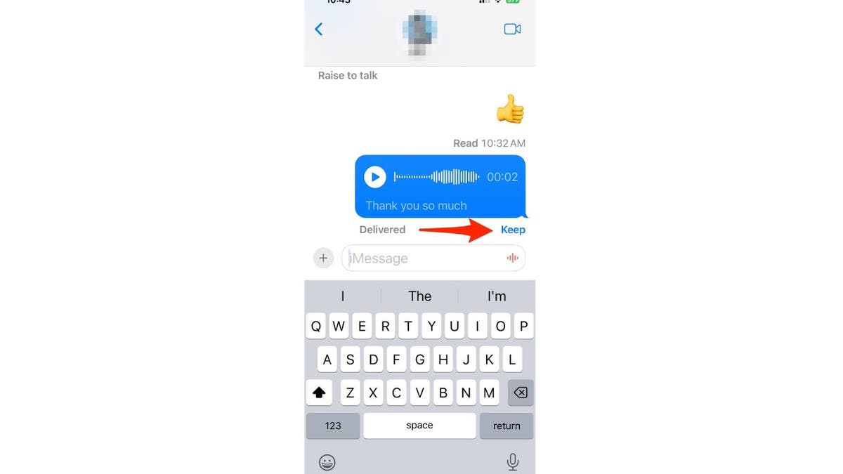 Screenshot with an arrow pointing to the Keep button.