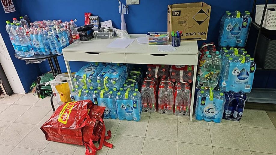 Bottled water for Israeli soldiers.