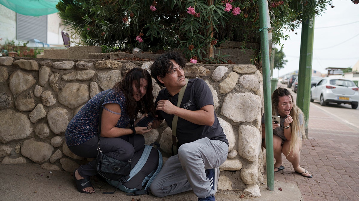 Israelis hiding from rocket fire