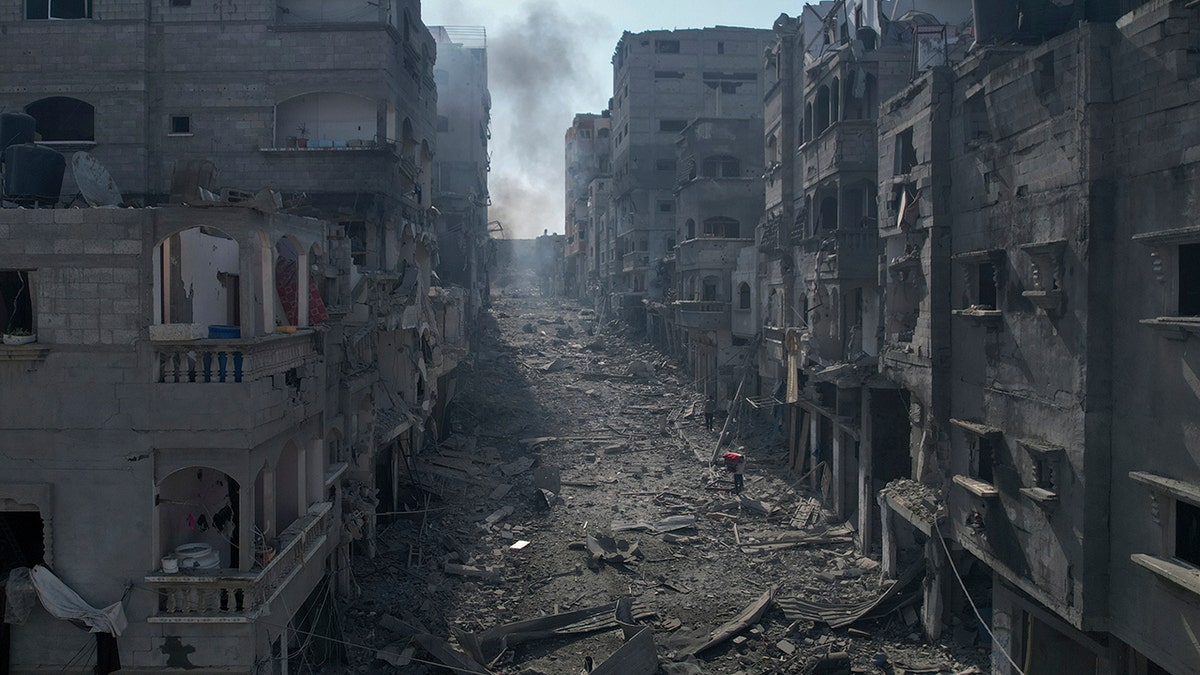 A destroyed city block