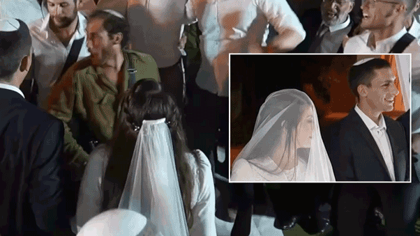 People dancing at an Israeli wedding.