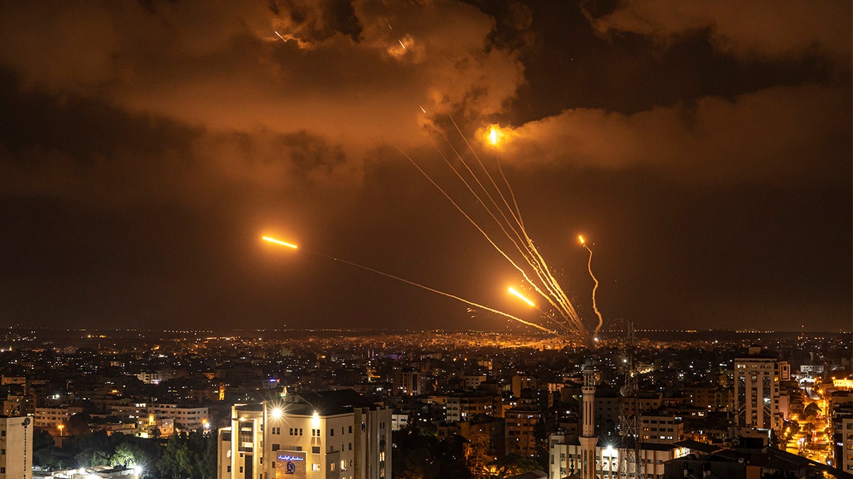 rockets over Israel at night