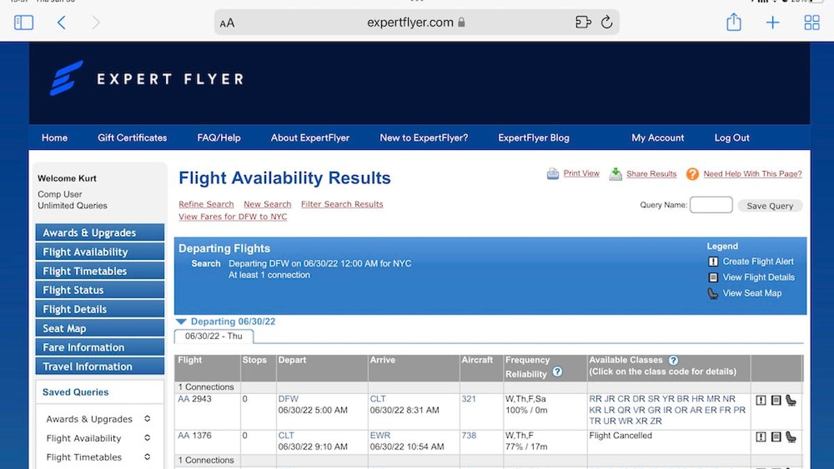 Image from ExpertFlyer