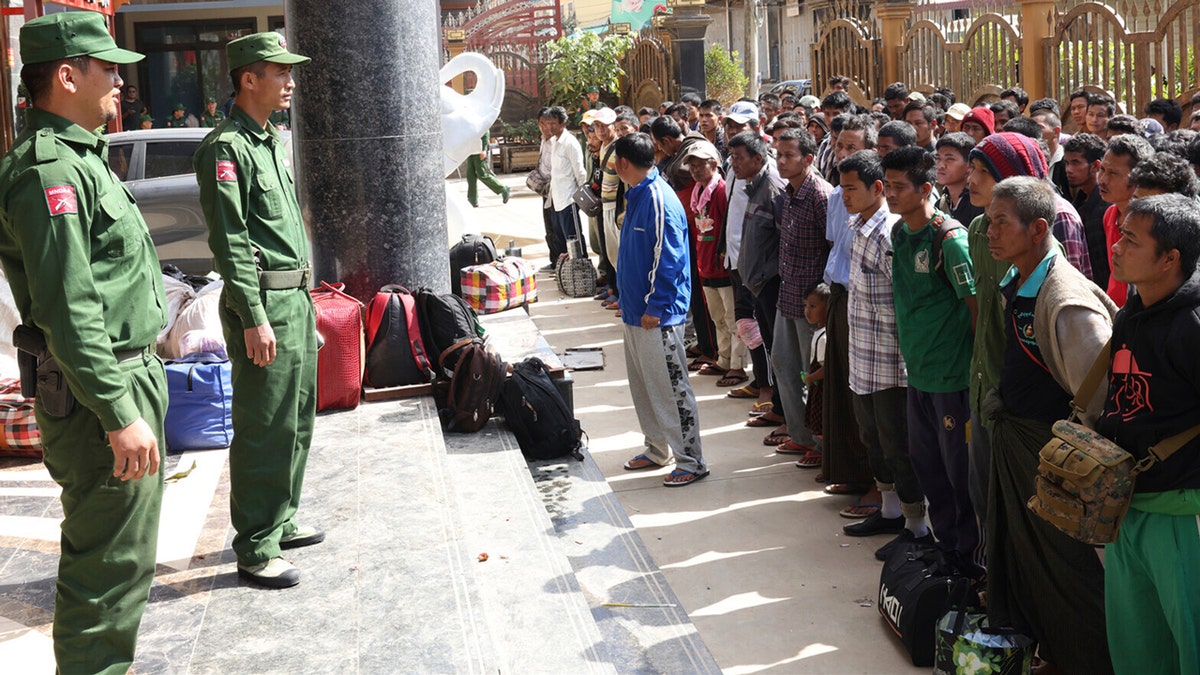 Burmese soldiers after surrendering to rebels