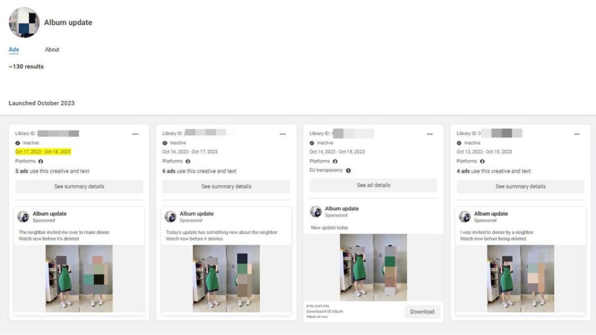 Screenshots of dubious ads.