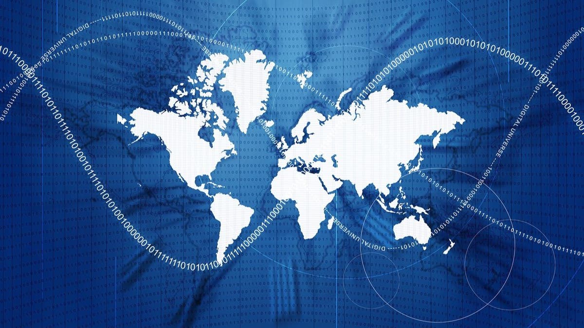tech graphic with world map