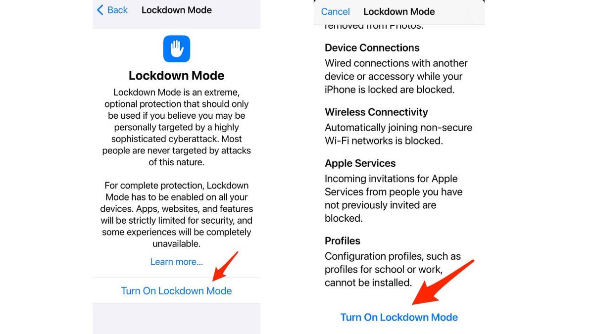 Screenshot of the Lockdown Mode screen.