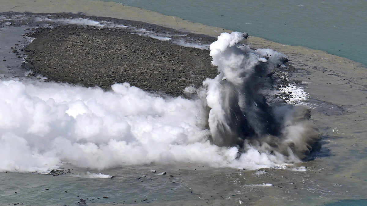 Aerial photo of explosion off Iwoto Island in Japan