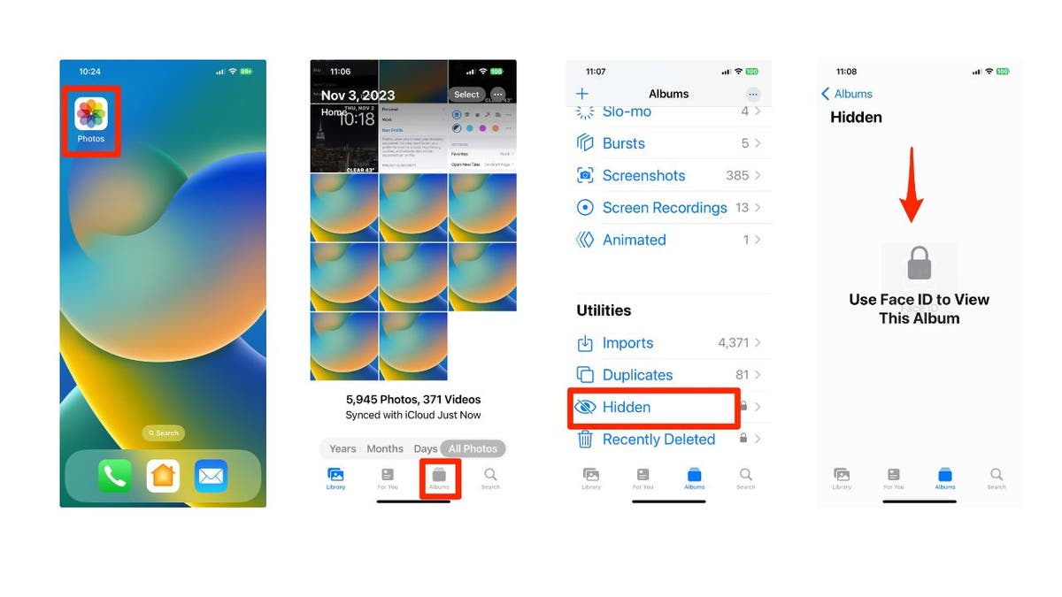 screenshots of iPhone settings