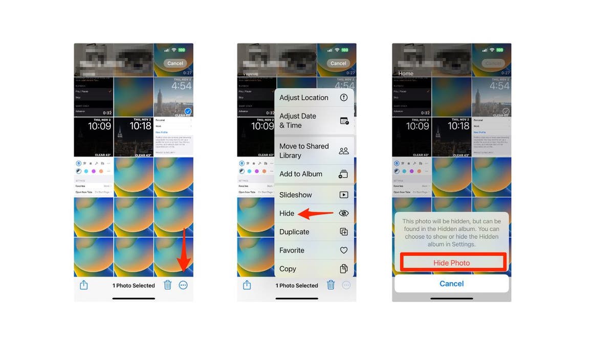 screenshots of iPhone settings