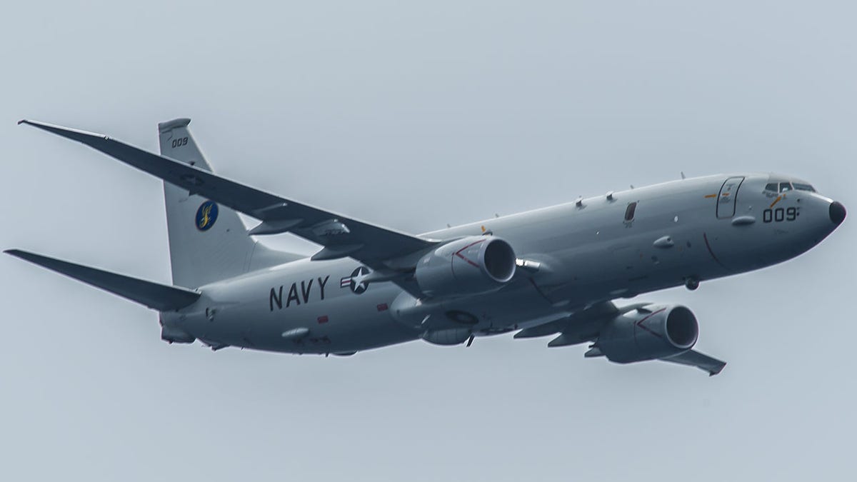 Navy P-8A Poseidon plane in flight