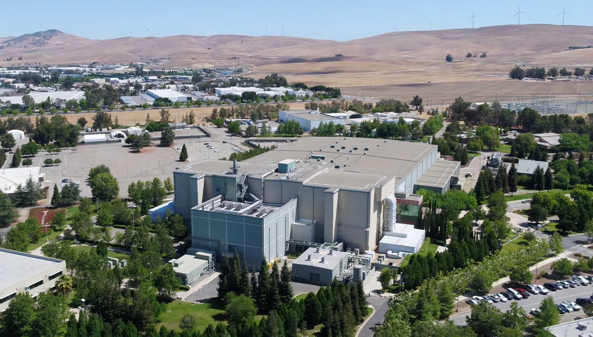 An aerial photo of the National Ignition Facility shows that it's the size of three football fields