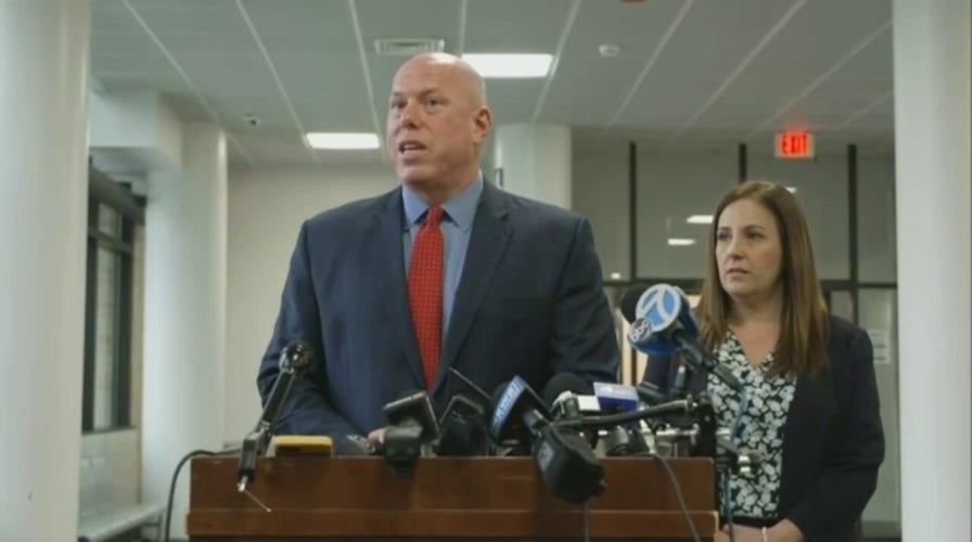 Suspected serial killer Rex Heuermann's defense attorney Michael Brown delivers remarks outside the courthouse.
