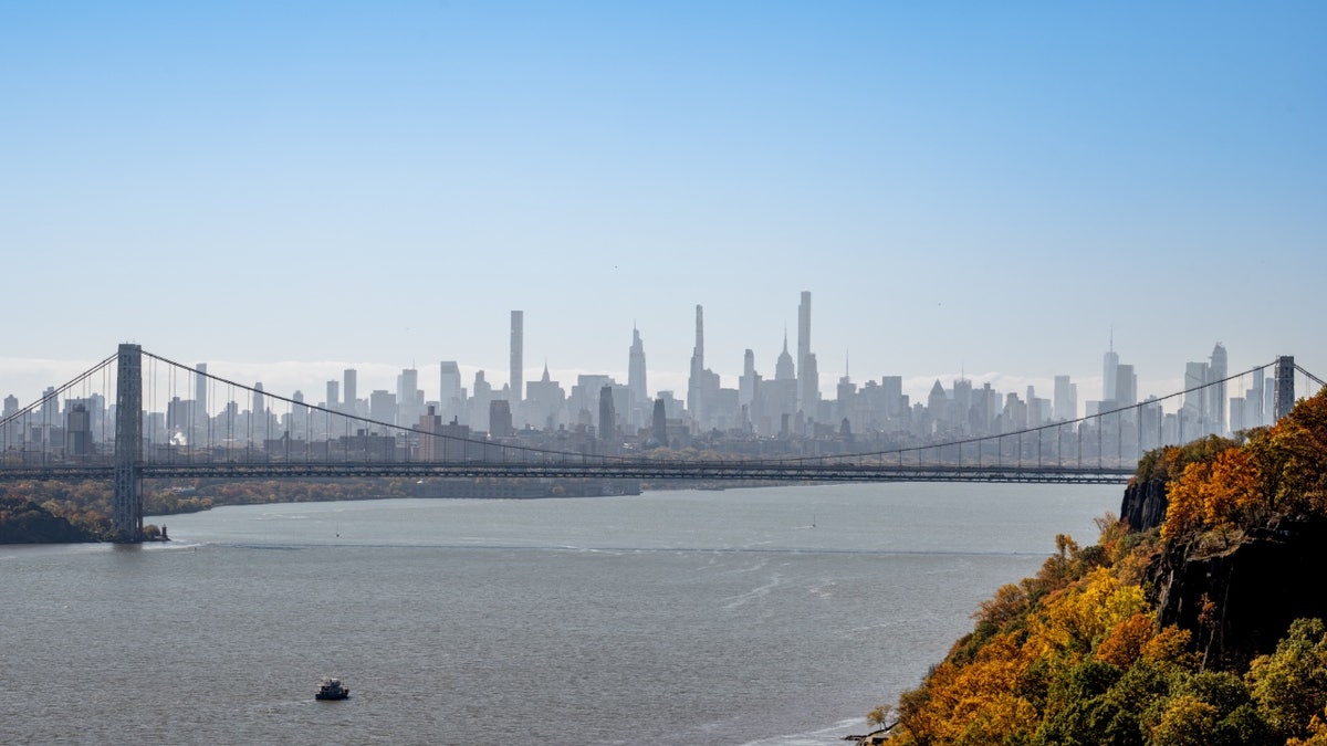 George Washington Bridge with Manhattan in background