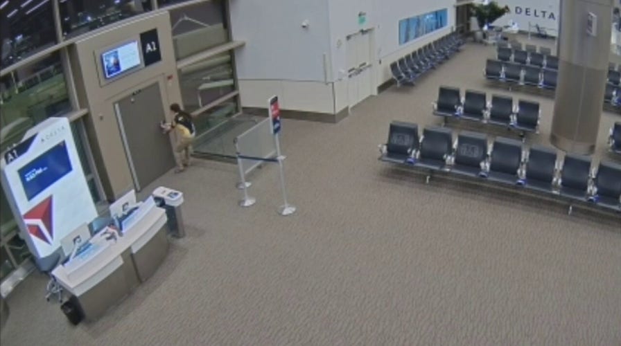 Man found dead in plane engine at Salt Lake City airport seen trying to open building's security doors