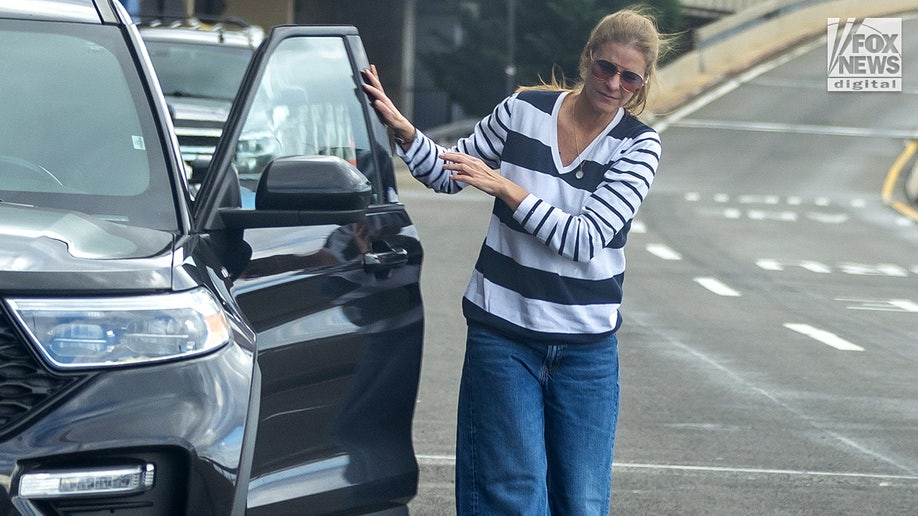 Michelle Troconis drops off a family member at Newark Liberty International Airport