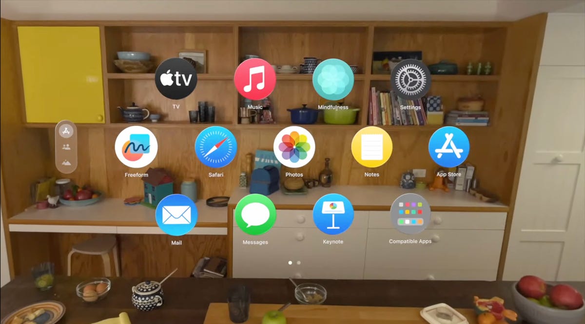 An app menu in Apple's VisionOS.
