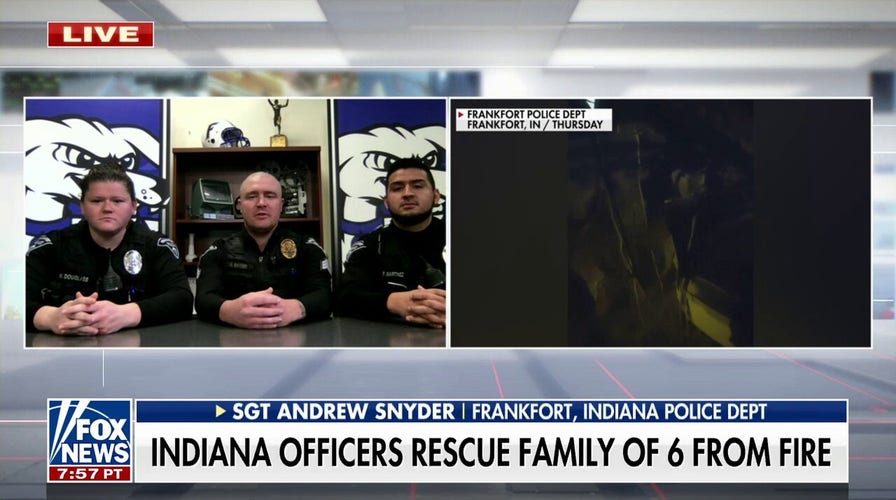 Indiana police officers rescue family of 6 from fire