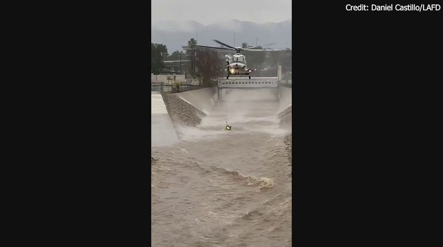 Los Angeles Fire Department rescues man, dog from Los Angeles River