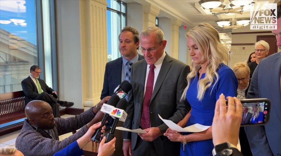 Jared Bridegan's father Gaylord, and sister Ashley address the media