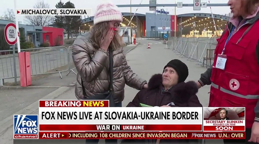 Woman reunites with Ukrainian grandmother at refugee center in Slovakia