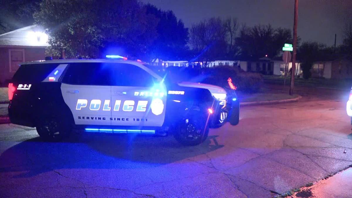 Police car at murder scene