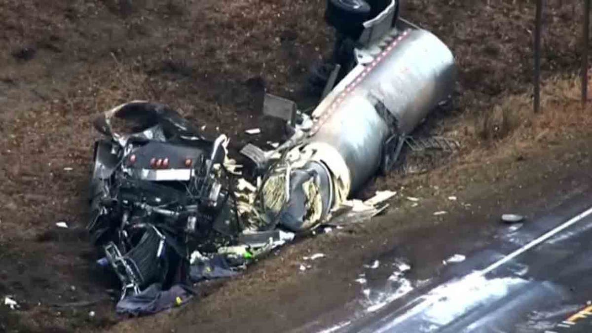 wrecked tractor-trailer