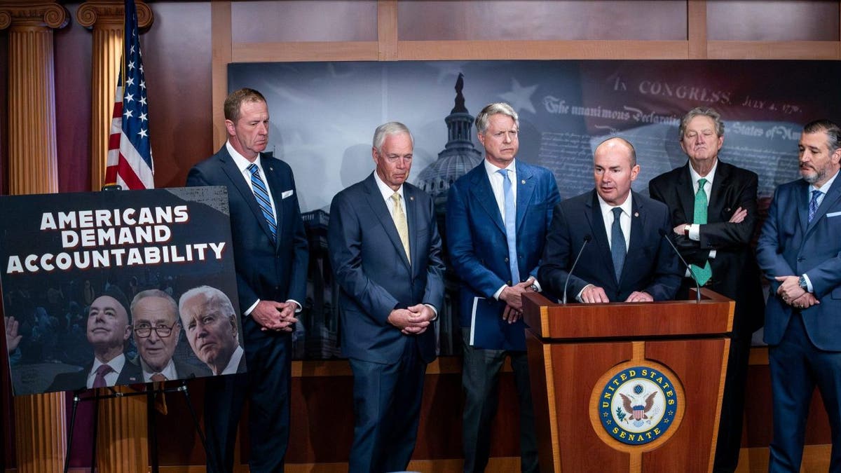 Sen. Mike Lee and others at GOP press conference
