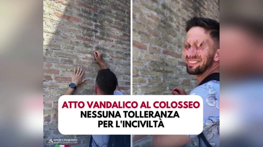 Tourist filmed carving name on wall at Rome’s ancient Colosseum