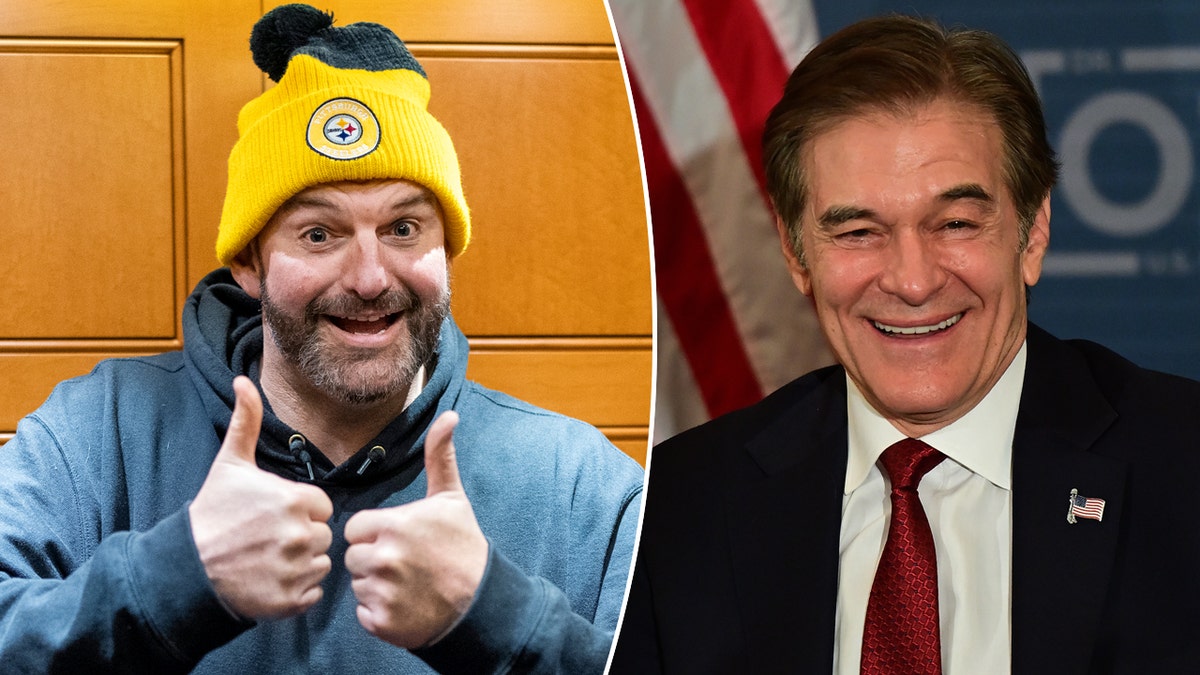 Left: Sen. John Fetterman; Right: Dr. Mehmet Oz
