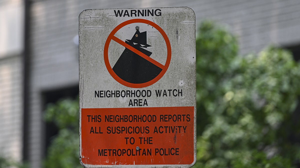 A theft warning sign in Washington DC