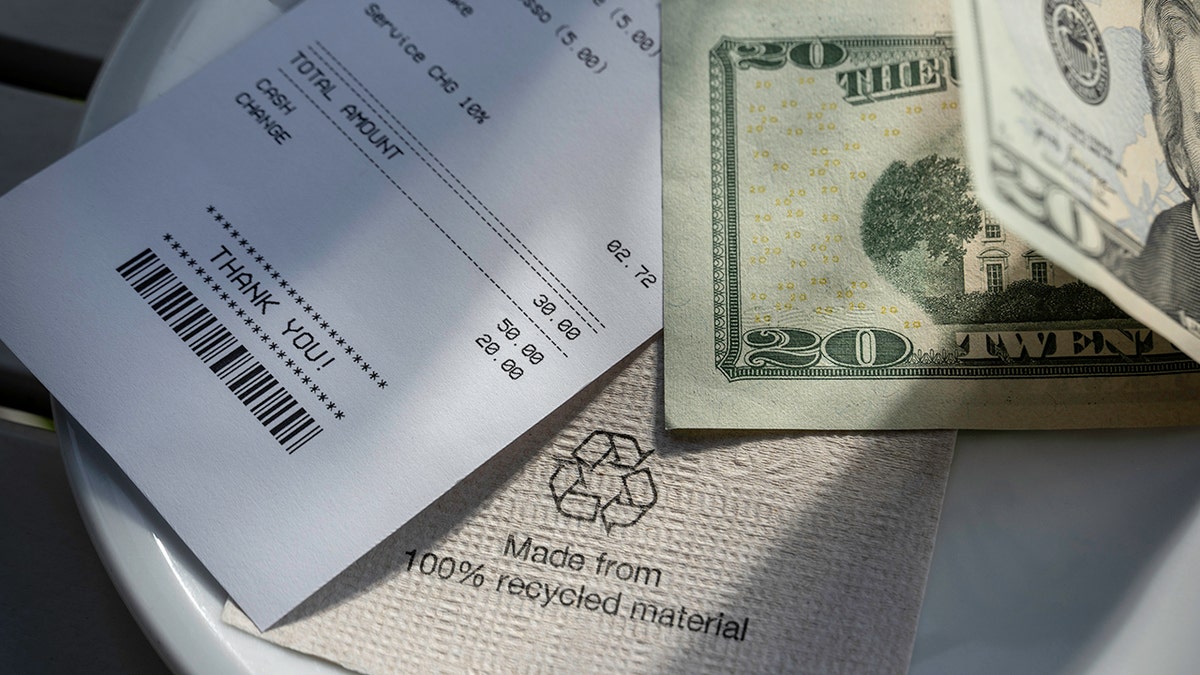 A bill at a restaurant