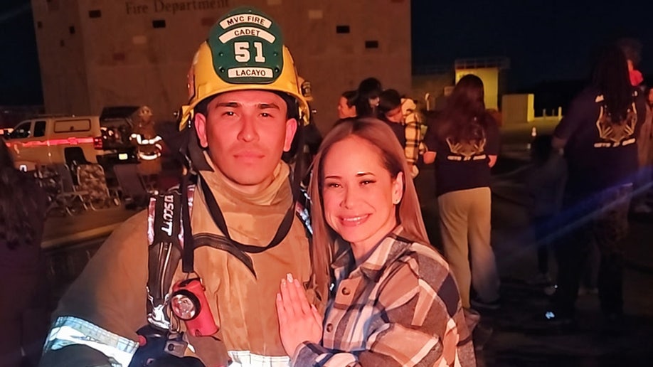 Roman Lacayo in firefighter gear