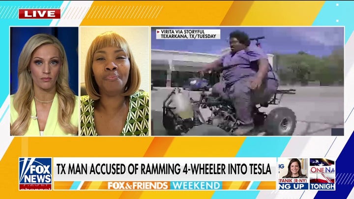 Tesla owner reacts after suspected vandal rams four-wheeler into vehicle: Scared 'every day'