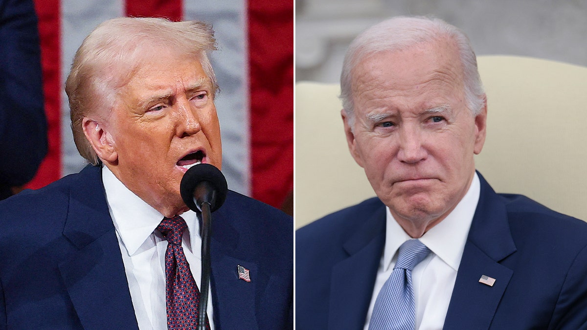 Presidents Trump and Biden in photo split